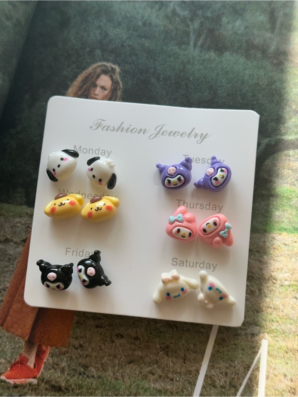 Cute Character Stud Earrings Set - Multicolor